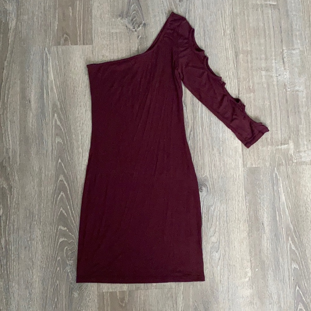 Maroon One Shoulder dress